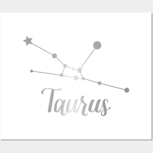 Taurus Zodiac Constellation in Silver Posters and Art